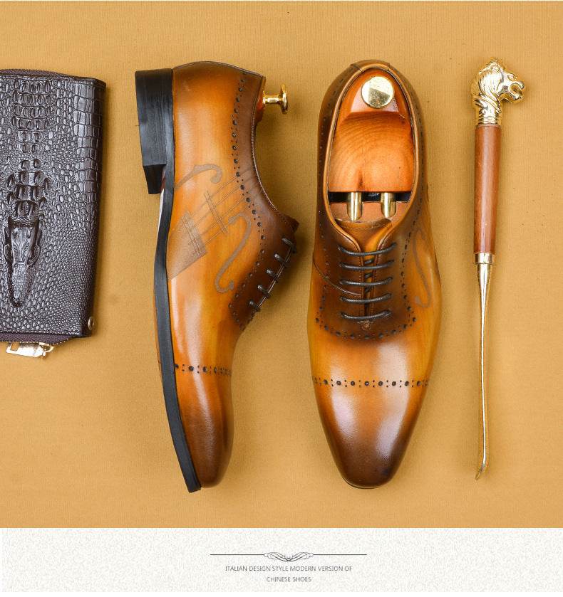 British Brock Business Dress Casual Men'S Shoes Leather Oxford Shoes - Mubimart