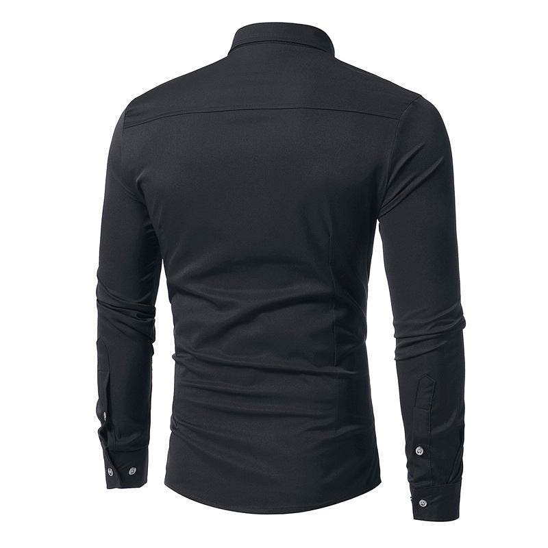 Royal Blue Wedding Tuxedo Shirt Men Brand Fashion Slim Fit Long Sleeve Mens Dress Shirts Business Casual Chemise Homme - Mubimart