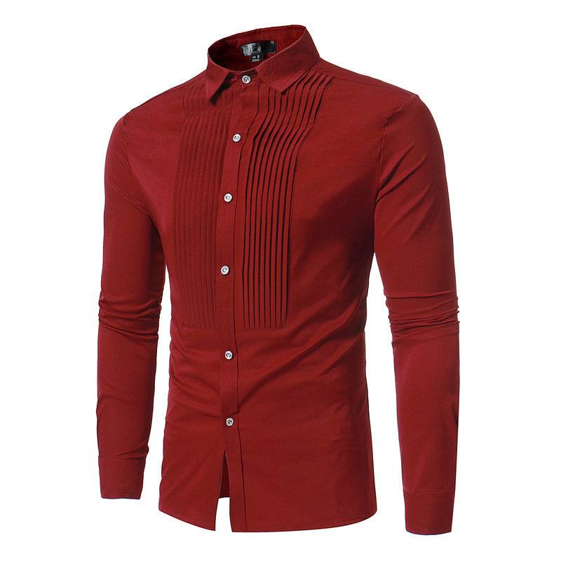 Royal Blue Wedding Tuxedo Shirt Men Brand Fashion Slim Fit Long Sleeve Mens Dress Shirts Business Casual Chemise Homme - Mubimart