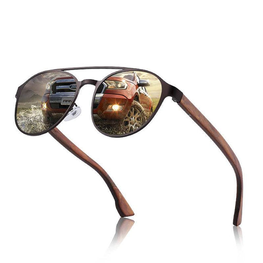 Polarized Sunglasses Fashion Colorful Polarized Lens Wooden Glasses Wooden Leg Sunglasses Men's and Women's Sunglasses - Mubimart