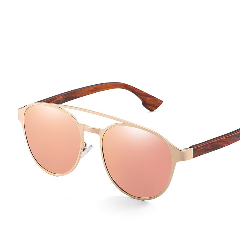 Polarisierte Sonnenbrille Modische bunte polarisierte Gläser aus Holz mit Holzbeinen, Sonnenbrille für Herren und Damen