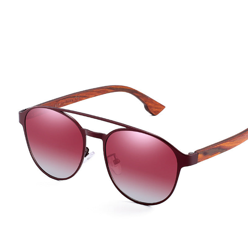 Polarisierte Sonnenbrille Modische bunte polarisierte Gläser aus Holz mit Holzbeinen, Sonnenbrille für Herren und Damen