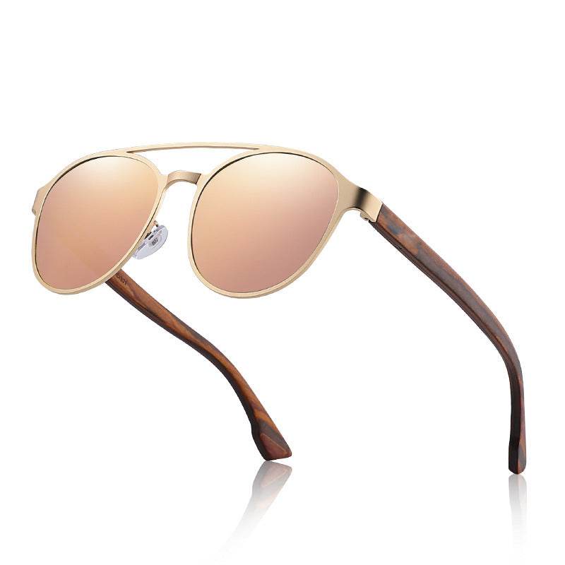 Polarized Sunglasses Fashion Colorful Polarized Lens Wooden Glasses Wooden Leg Sunglasses Men's and Women's Sunglasses - Mubimart