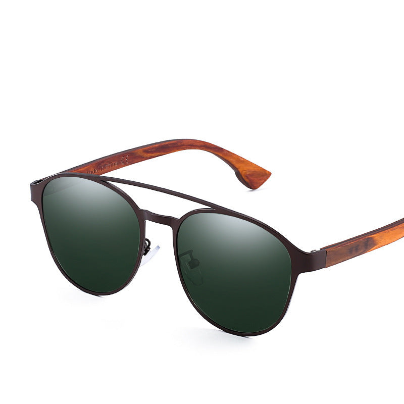 Polarisierte Sonnenbrille Modische bunte polarisierte Gläser aus Holz mit Holzbeinen, Sonnenbrille für Herren und Damen