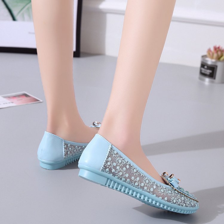 Mesh Lace Hollow Bow Work Shoes