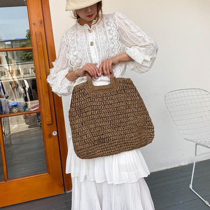 Straw Bag Beach Bag Handbag Handbag - Mubimart
