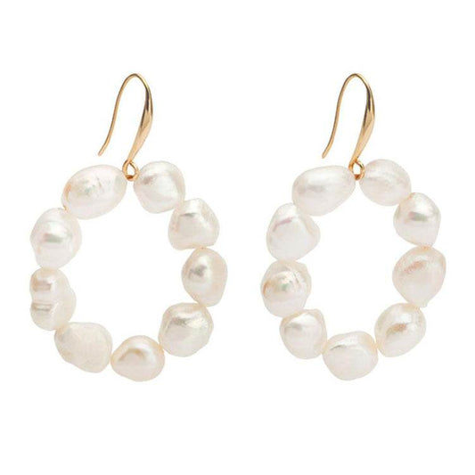 Qingdao Jewelry Wholesale Freshwater Baroque Pearl Hoop Earrings Women European and American Fashion Temperament New - Mubimart