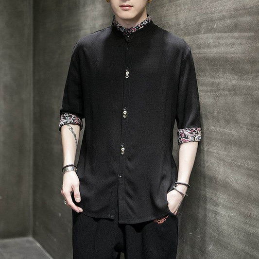 Hanfu linen shirt men - Mubimart