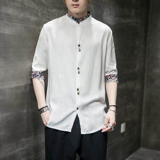 Hanfu linen shirt men - Mubimart