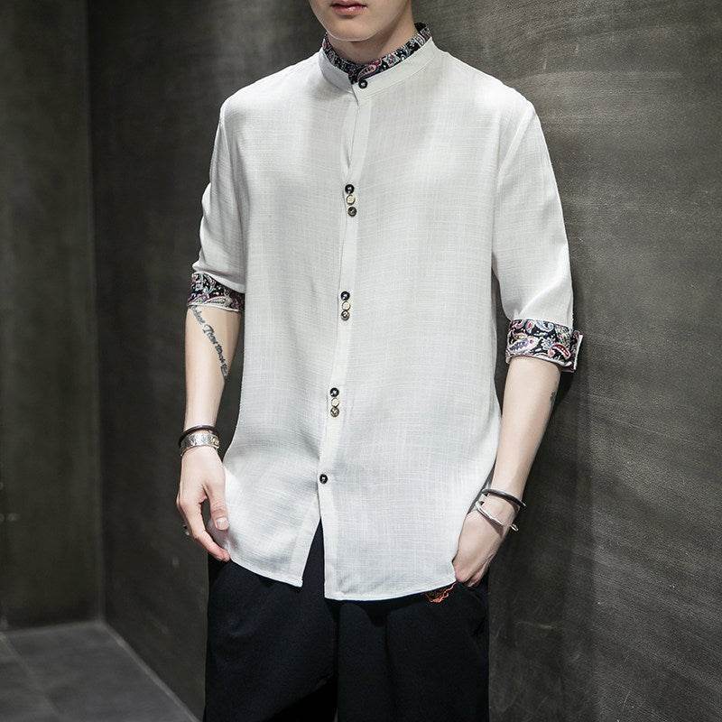 Hanfu linen shirt men - Mubimart