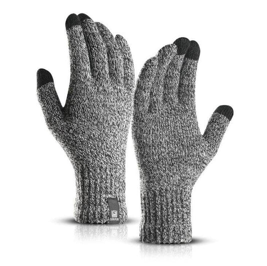 Winter Outdoor Riding Warm Touch Screen Gloves Non-slip Men and Women Skiing Cold-proof Knitting Windproof Plus Velvet Thickening Heat Gathering - Mubimart