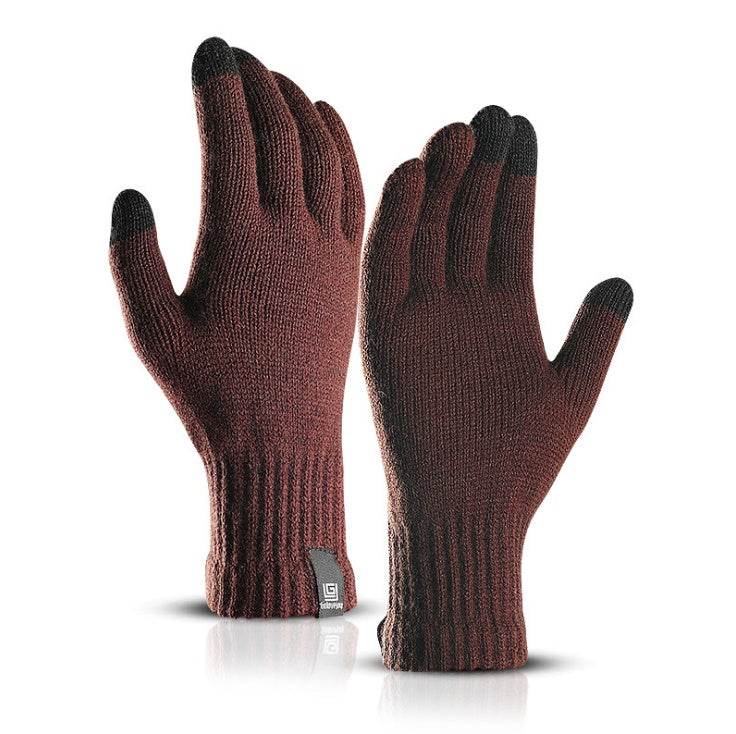 Winter Outdoor Riding Warm Touch Screen Gloves Non-slip Men and Women Skiing Cold-proof Knitting Windproof Plus Velvet Thickening Heat Gathering - Mubimart