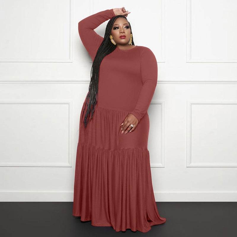 Stitching Loose Long Dresses Plus Size Fat Women'S Dress - Mubimart