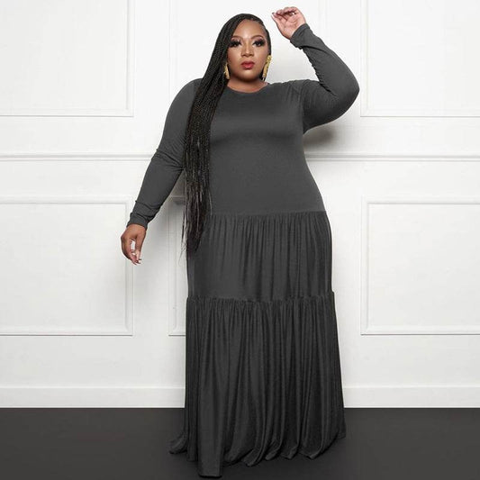 Stitching Loose Long Dresses Plus Size Fat Women'S Dress - Mubimart