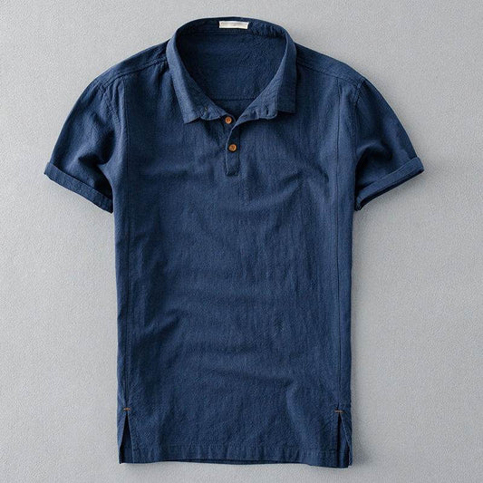 Men's Linen Short-sleeved Shirt Cotton And Linen Thin - Mubimart