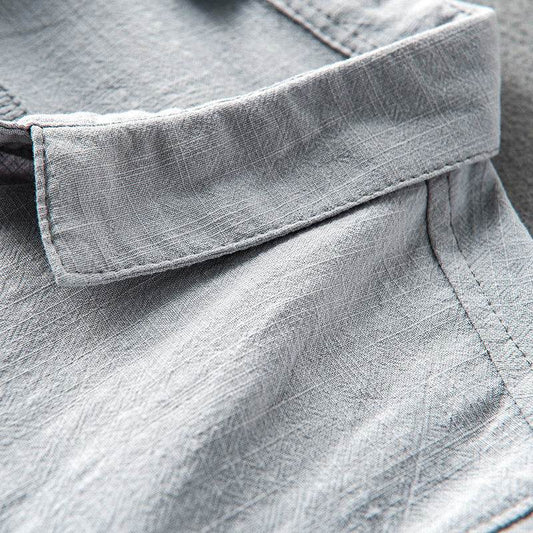 Men's Linen Short-sleeved Shirt Cotton And Linen Thin - Mubimart