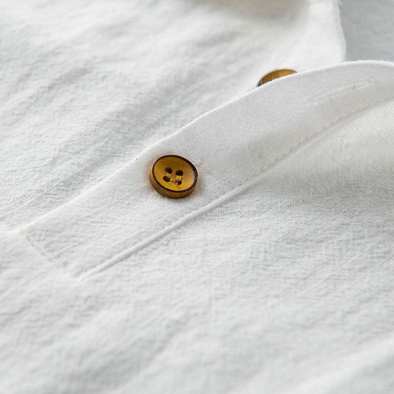 Men's Linen Short-sleeved Shirt Cotton And Linen Thin - Mubimart