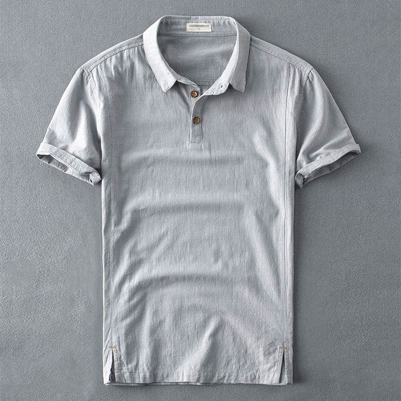 Men's Linen Short-sleeved Shirt Cotton And Linen Thin - Mubimart