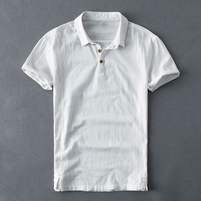 Men's Linen Short-sleeved Shirt Cotton And Linen Thin