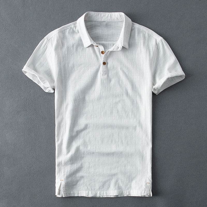 Men's Linen Short-sleeved Shirt Cotton And Linen Thin - Mubimart
