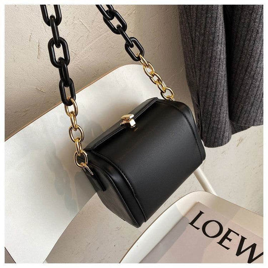 Luxury Chain Women Handbag Solid color Square Tote bag High quality PU Leather Women's Designer Handbag Vintage Shoulder Bag - Mubimart