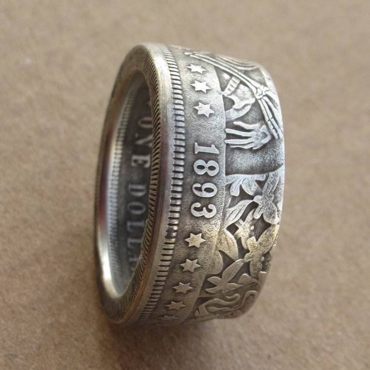 Wanderer Silver Dollar Silver Plated Ring - Mubimart