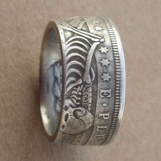 Wanderer Silver Dollar Silver Plated Ring - Mubimart