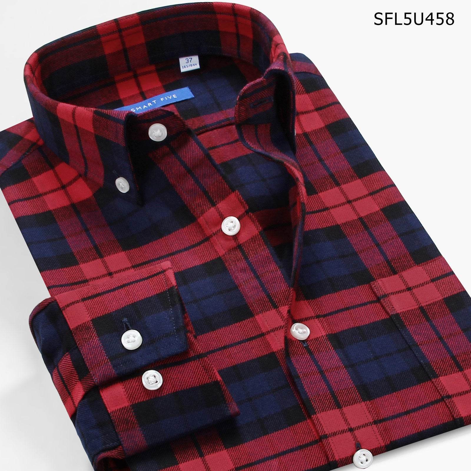 High-Quality Shirt Men'S Long-Sleeved Slim Cotton Business Casual Flannel Brushed Plaid Shirt - Mubimart