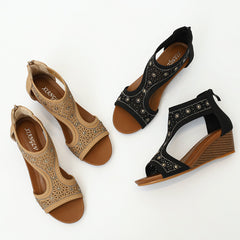 Bohemian Ladies Sandals, Summer New Style Wedge Heel Mid-Heel Mother Shoes, Comfortable Wedge Heel Women