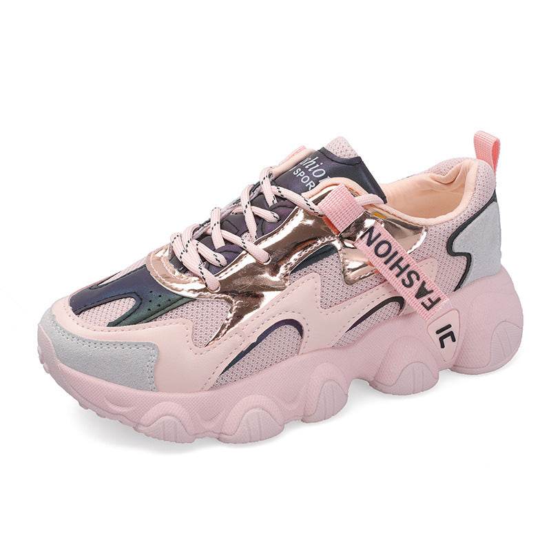 Women'S Shoes New Casual Sports Shoes Casual Thick-Soled Old Shoes Women Net Yarn - Mubimart