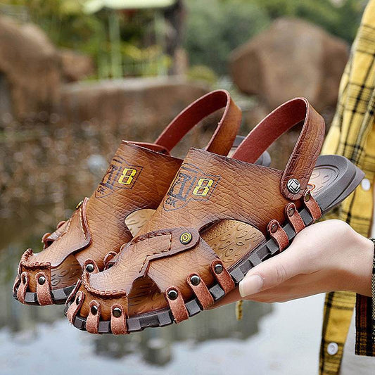 Baotou Sandals Men Casual Leather Sandals Men - Mubimart