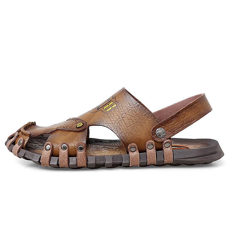 Baotou Sandals Men Casual Leather Sandals Men - Mubimart