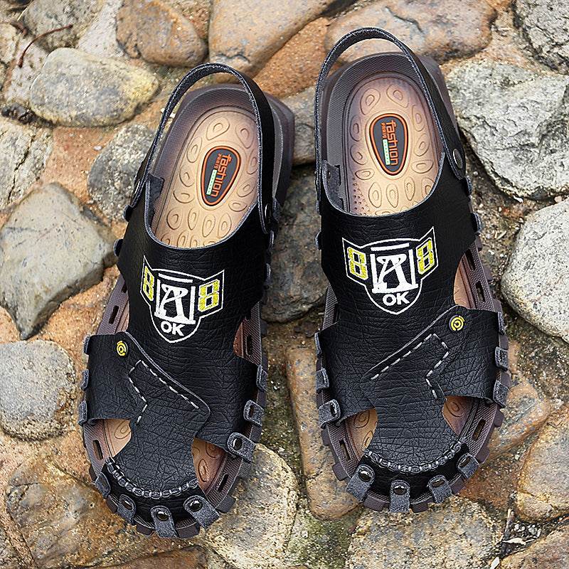 Baotou Sandals Men Casual Leather Sandals Men - Mubimart
