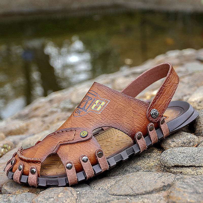 Baotou Sandals Men Casual Leather Sandals Men - Mubimart