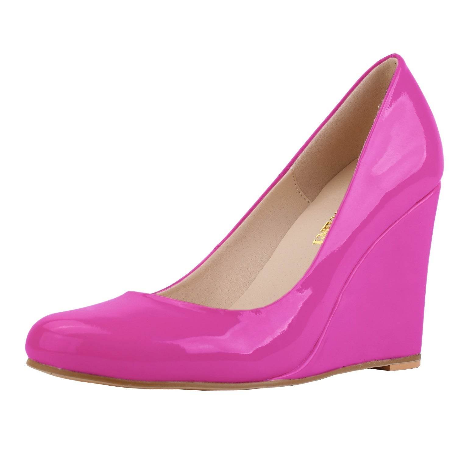 Womens Pumps Shoes Wedge High Heels Pointed Toe - Mubimart