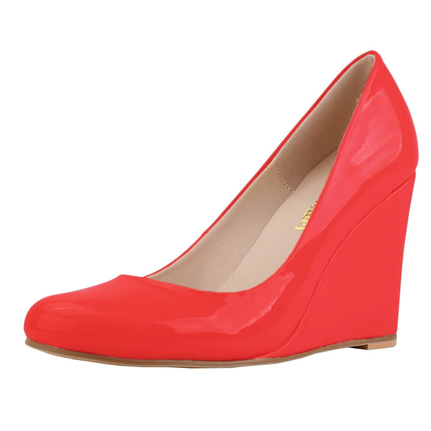 Womens Pumps Shoes Wedge High Heels Pointed Toe - Mubimart