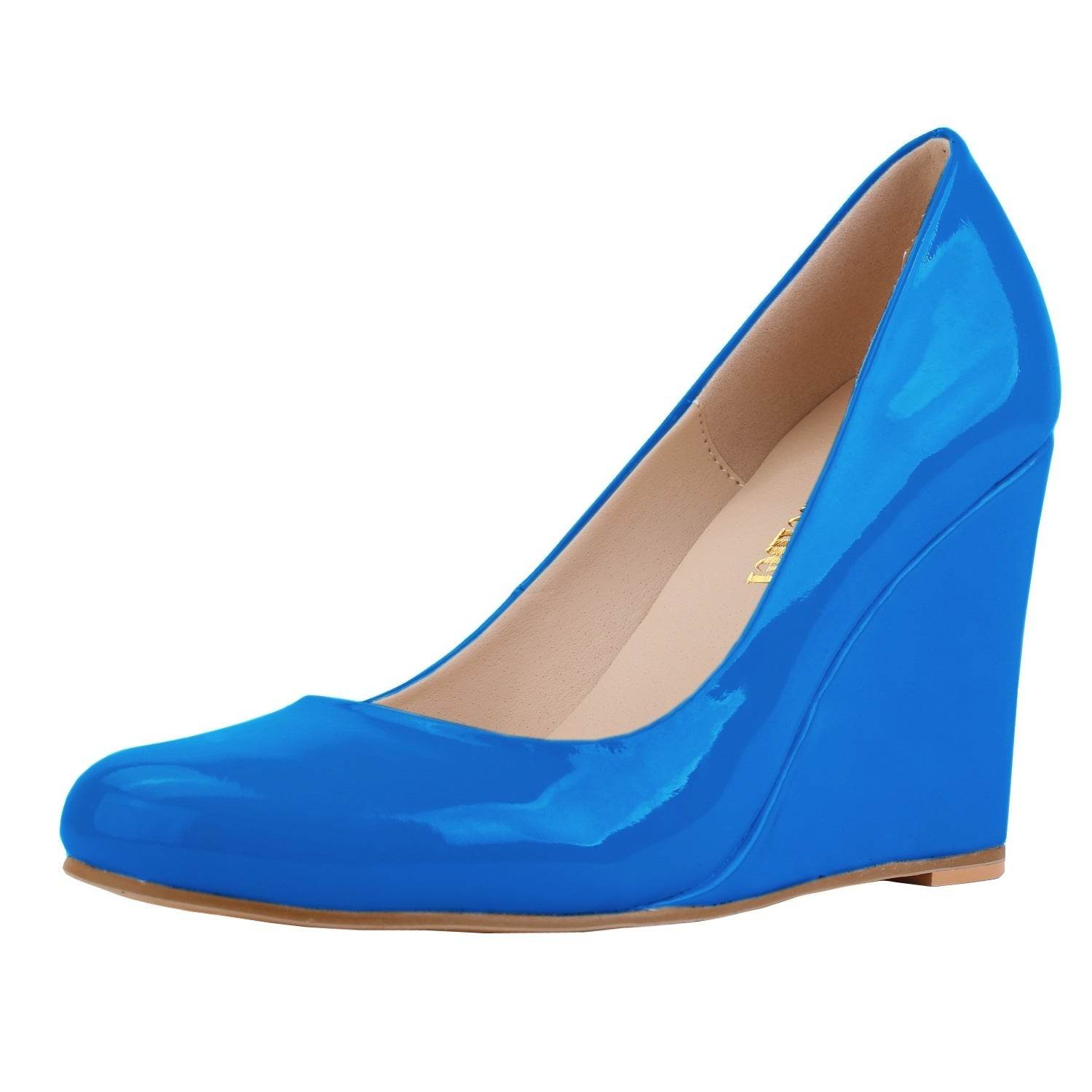 Womens Pumps Shoes Wedge High Heels Pointed Toe - Mubimart