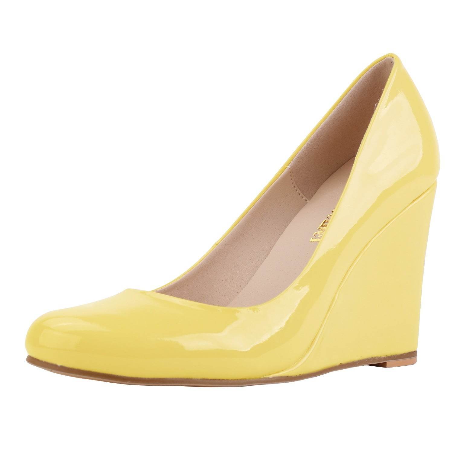 Womens Pumps Shoes Wedge High Heels Pointed Toe - Mubimart