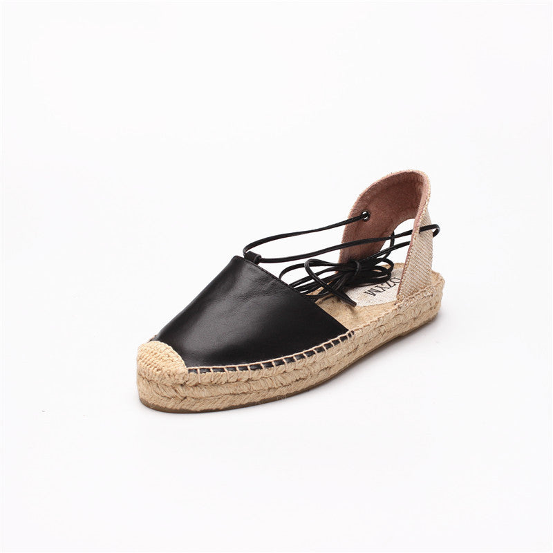 Zomer Nieuwe Ademende Vissers Damesschoenen Europese En Amerikaanse Mode Baotou Sandalen Dames Espadrille Comfortabele Dames Platte Hakken