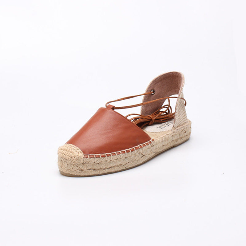 Zomer Nieuwe Ademende Vissers Damesschoenen Europese En Amerikaanse Mode Baotou Sandalen Dames Espadrille Comfortabele Dames Platte Hakken