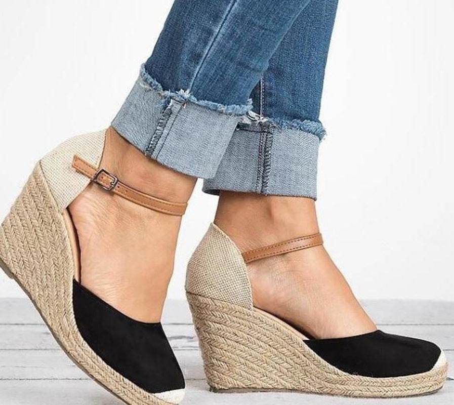 Womens Pumps Shoes Espadrilles Wedges Platform Ankle Buckle Rivet - Mubimart