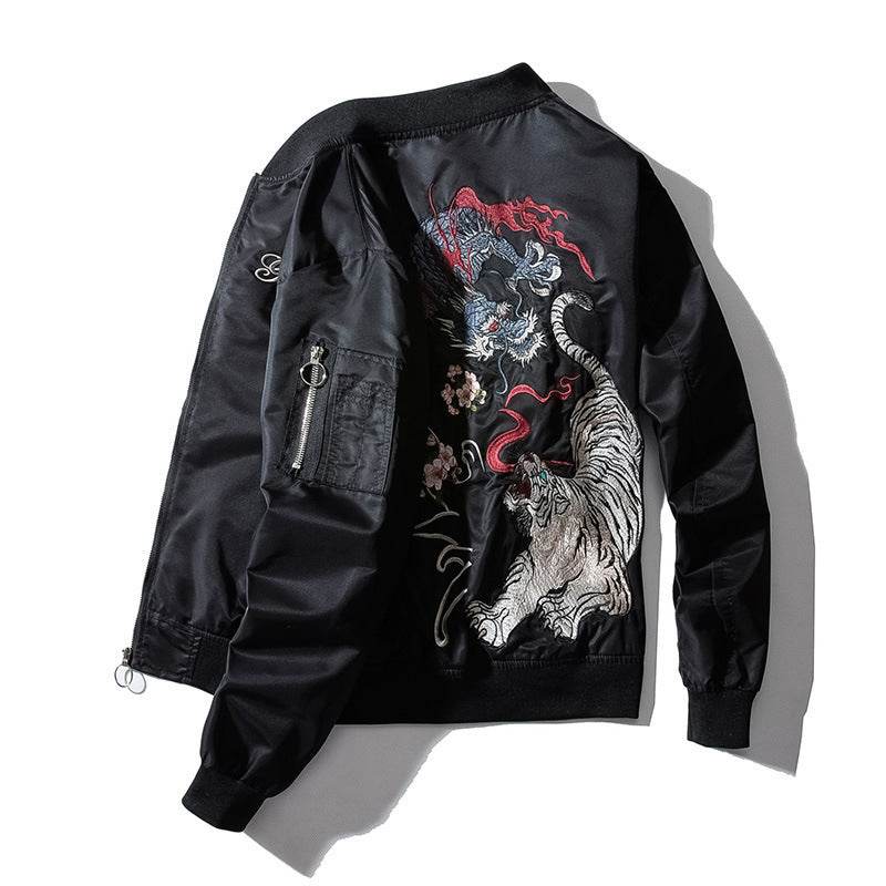 Embroidered Men's Tide Brand Bomber Jacket - Mubimart
