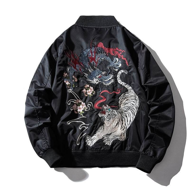 Embroidered Men's Tide Brand Bomber Jacket - Mubimart