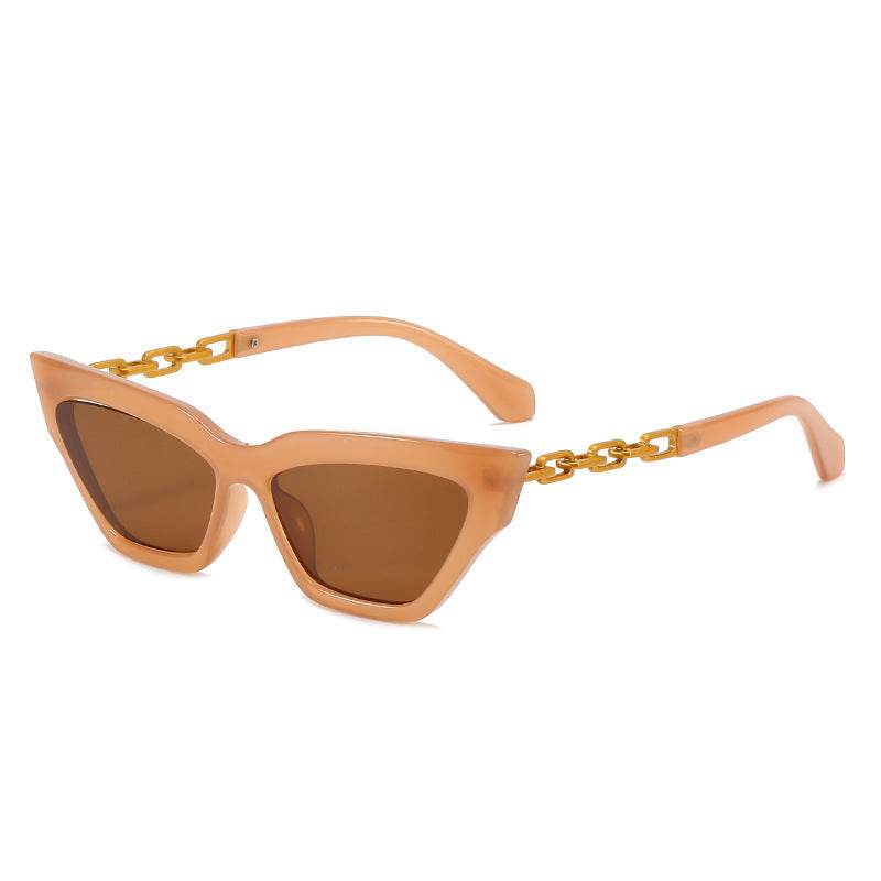New Cat-Eye Sunglasses European And American Trend Brand Off The Same Sunglasses, Paint Chain Sunglasses Women - Mubimart