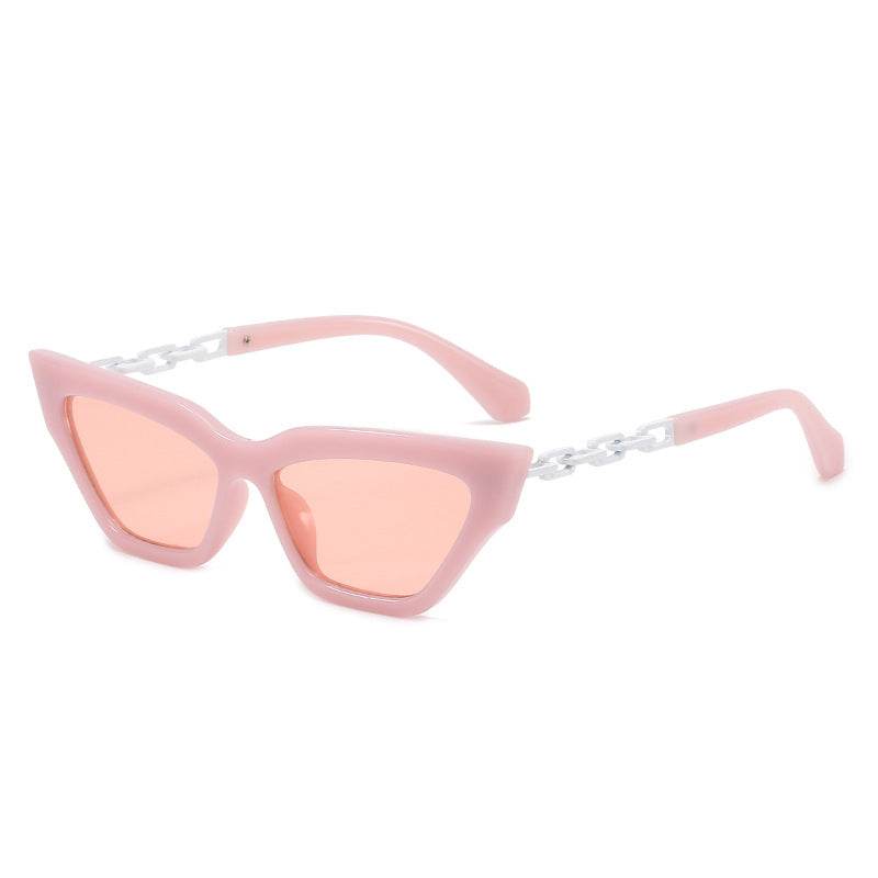 New Cat-Eye Sunglasses European And American Trend Brand Off The Same Sunglasses, Paint Chain Sunglasses Women - Mubimart