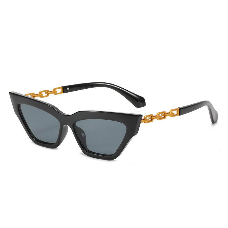 New Cat-Eye Sunglasses European And American Trend Brand Off The Same Sunglasses, Paint Chain Sunglasses Women - Mubimart