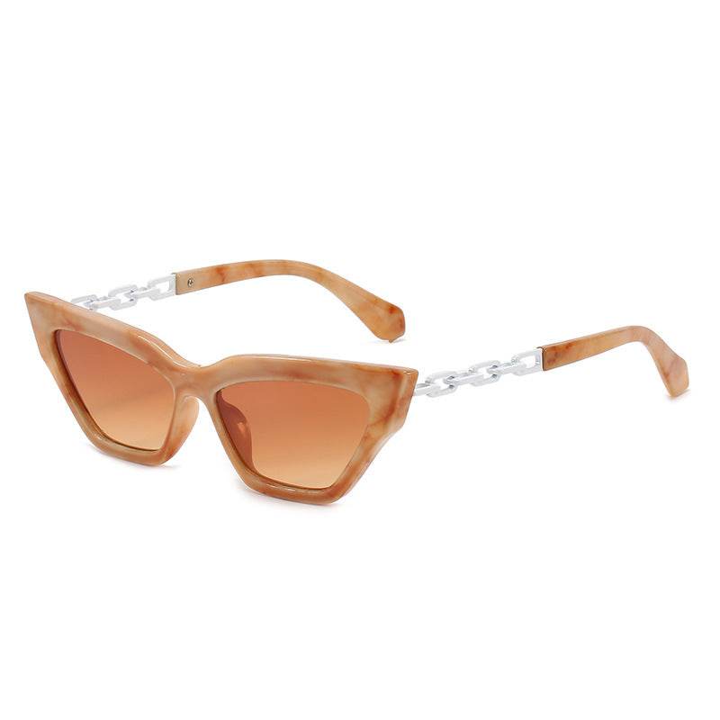 New Cat-Eye Sunglasses European And American Trend Brand Off The Same Sunglasses, Paint Chain Sunglasses Women - Mubimart