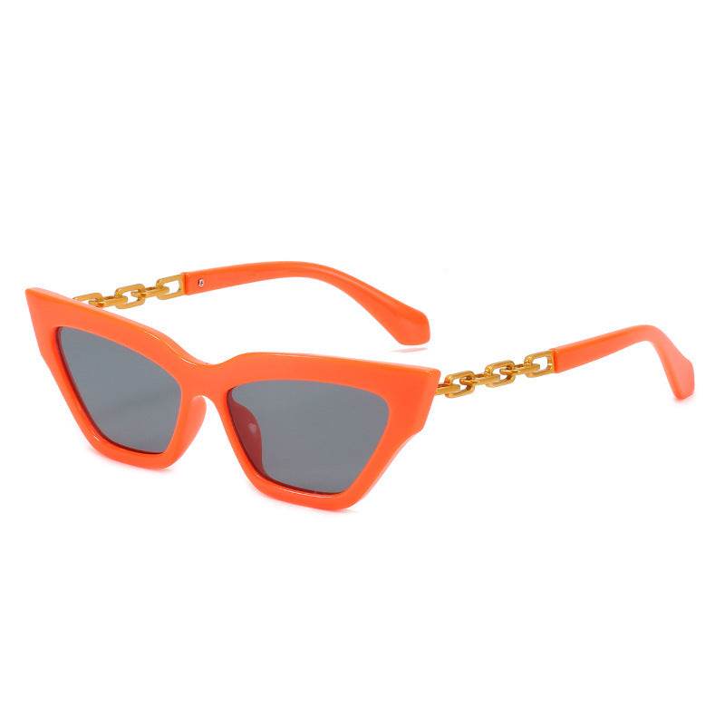 New Cat-Eye Sunglasses European And American Trend Brand Off The Same Sunglasses, Paint Chain Sunglasses Women - Mubimart