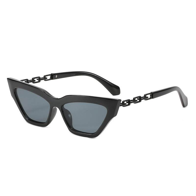 New Cat-Eye Sunglasses European And American Trend Brand Off The Same Sunglasses, Paint Chain Sunglasses Women - Mubimart