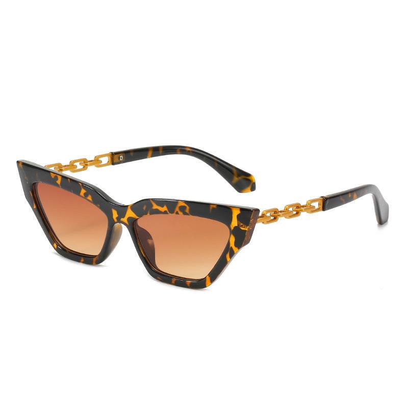 New Cat-Eye Sunglasses European And American Trend Brand Off The Same Sunglasses, Paint Chain Sunglasses Women - Mubimart